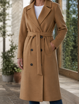 Vantelle - Belted Double-Breasted Overcoat Cold Weather Commuting — view 7 of 7
