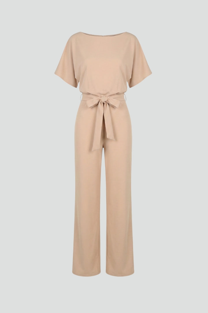 Vellara - Full Length Wide Leg Belted Jumpsuit