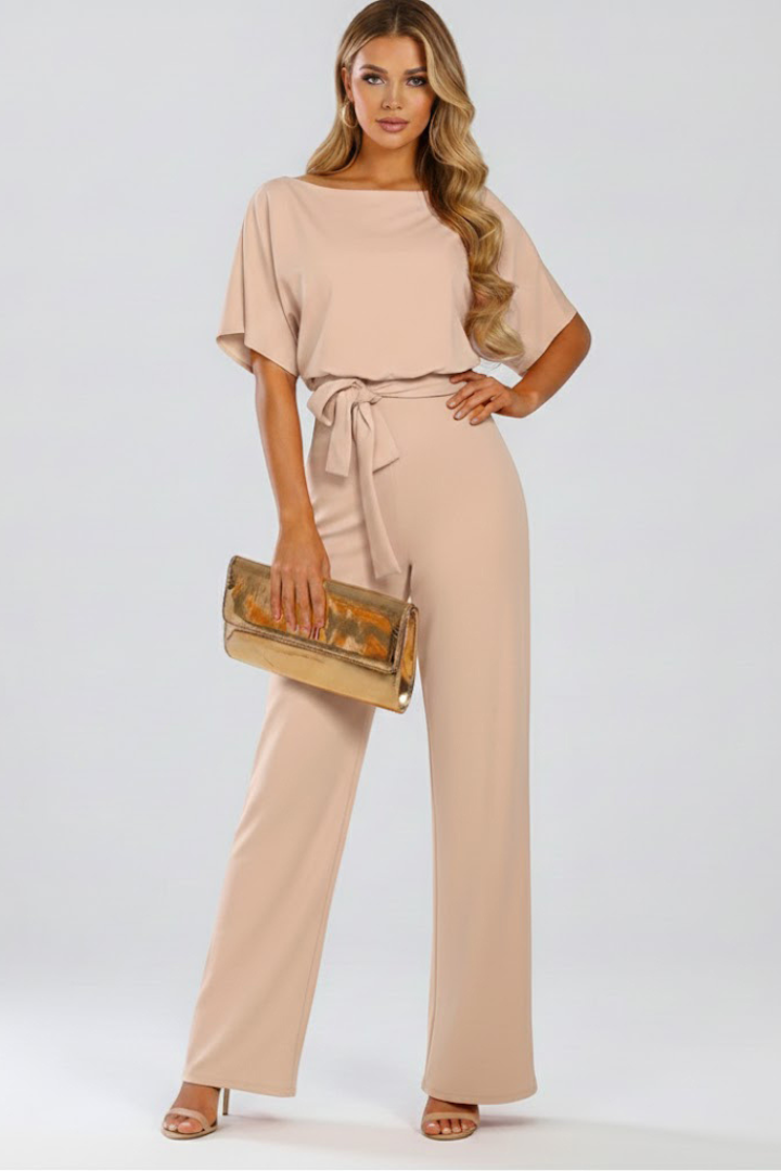 Vellara - Full Length Wide Leg Belted Jumpsuit — view 2 of 8