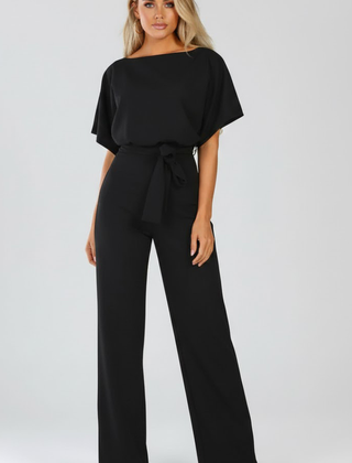 Vellara - Full Length Wide Leg Belted Jumpsuit — view 3 of 8