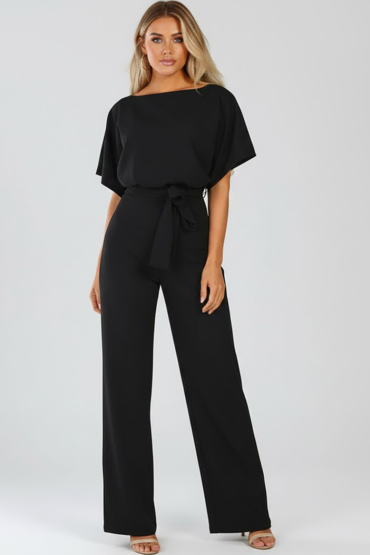 Vellara - Full Length Wide Leg Belted Jumpsuit — view 3 of 8