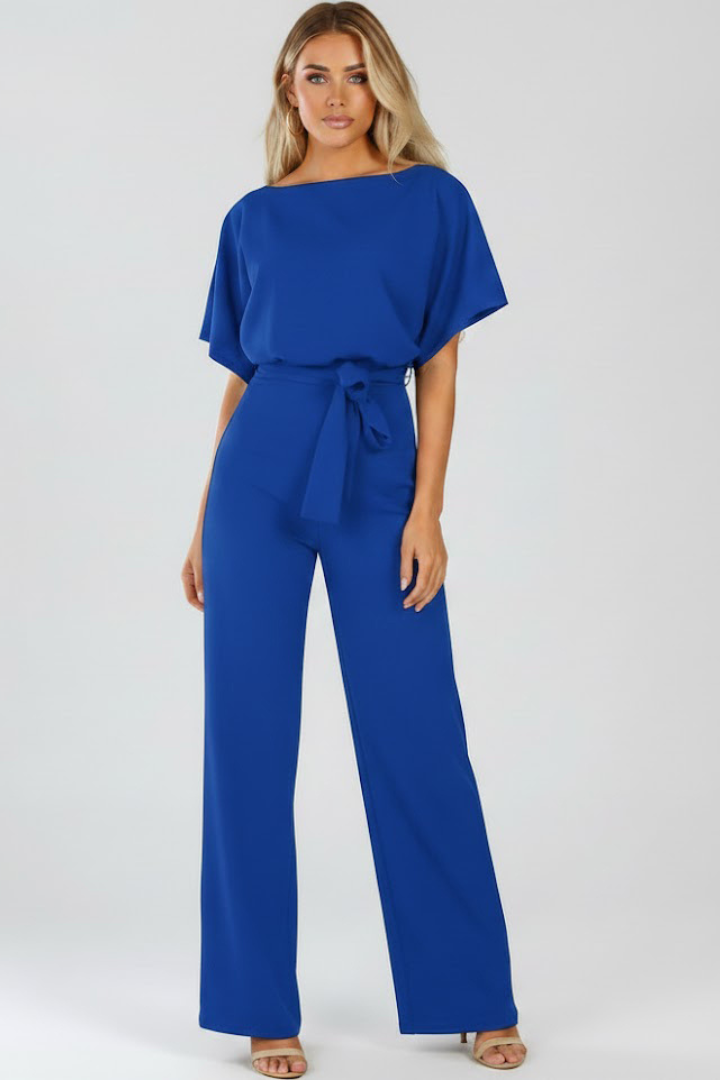 Vellara - Full Length Wide Leg Belted Jumpsuit — view 4 of 8