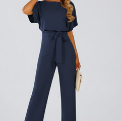 Vellara - Full Length Wide Leg Belted Jumpsuit — view 5 of 8