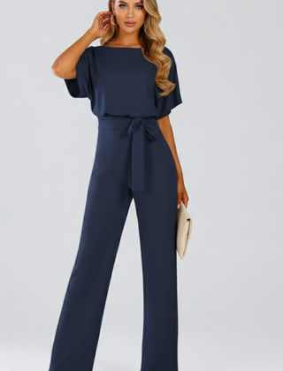 Vellara - Full Length Wide Leg Belted Jumpsuit — view 5 of 8