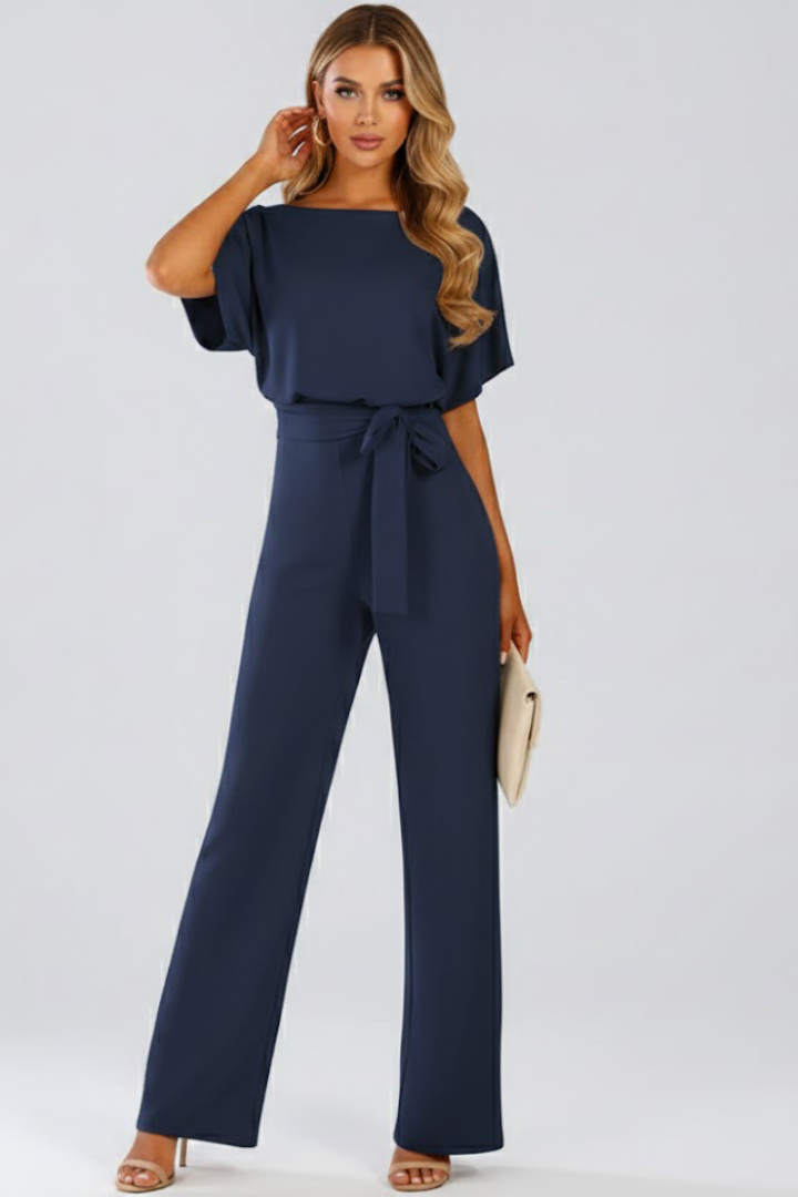 Vellara - Full Length Wide Leg Belted Jumpsuit — view 5 of 8