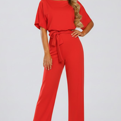 Vellara - Full Length Wide Leg Belted Jumpsuit — view 6 of 8