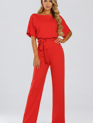 Vellara - Full Length Wide Leg Belted Jumpsuit — view 6 of 8