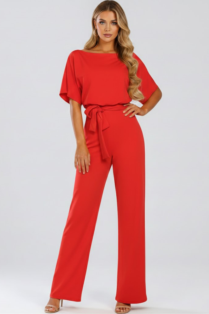 Vellara - Full Length Wide Leg Belted Jumpsuit — view 6 of 8