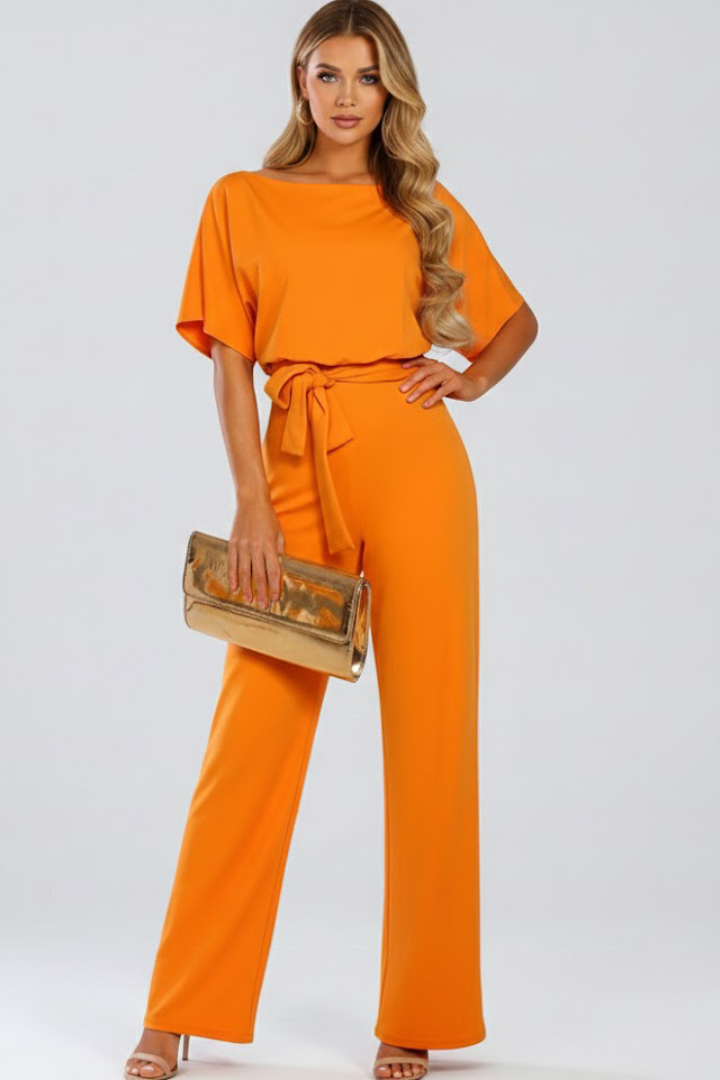 Vellara - Full Length Wide Leg Belted Jumpsuit — view 7 of 8