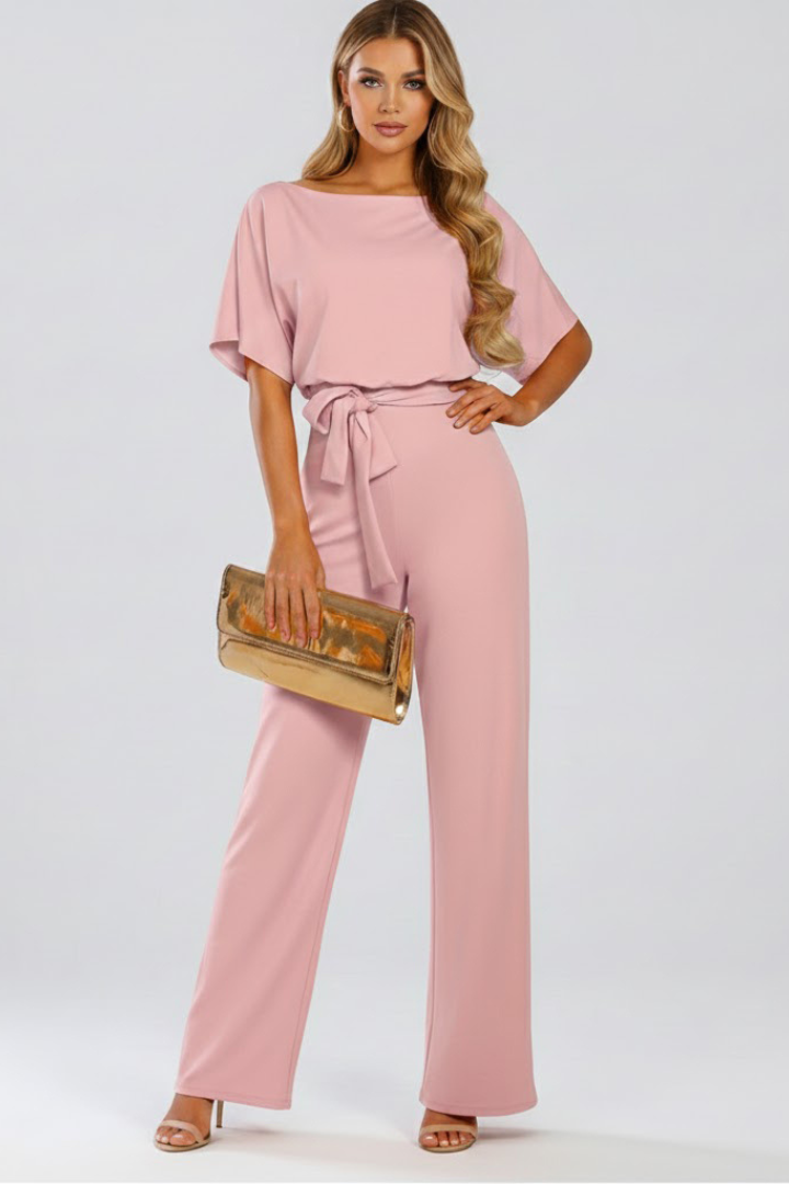 Vellara - Full Length Wide Leg Belted Jumpsuit — view 8 of 8