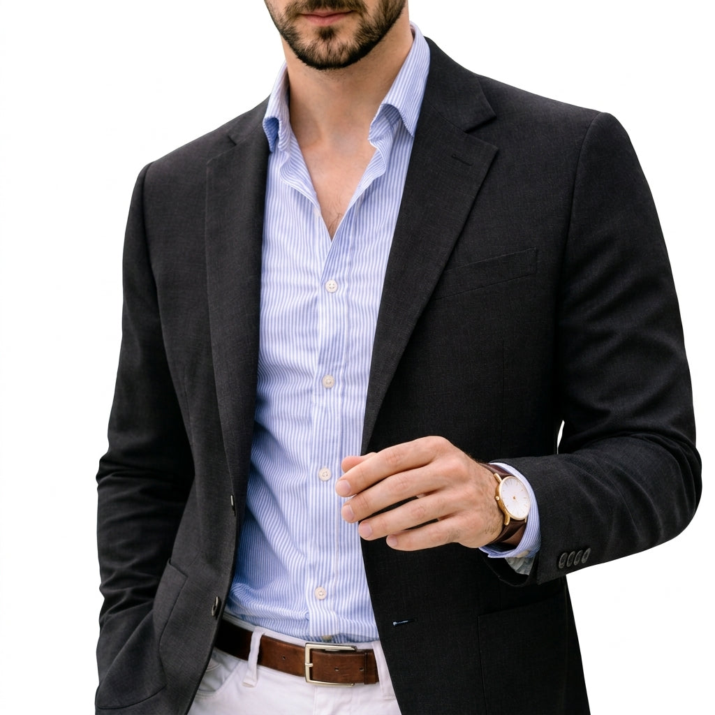 Vellorin - Notch Lapel Knit Blazer For Men — view 7 of 7