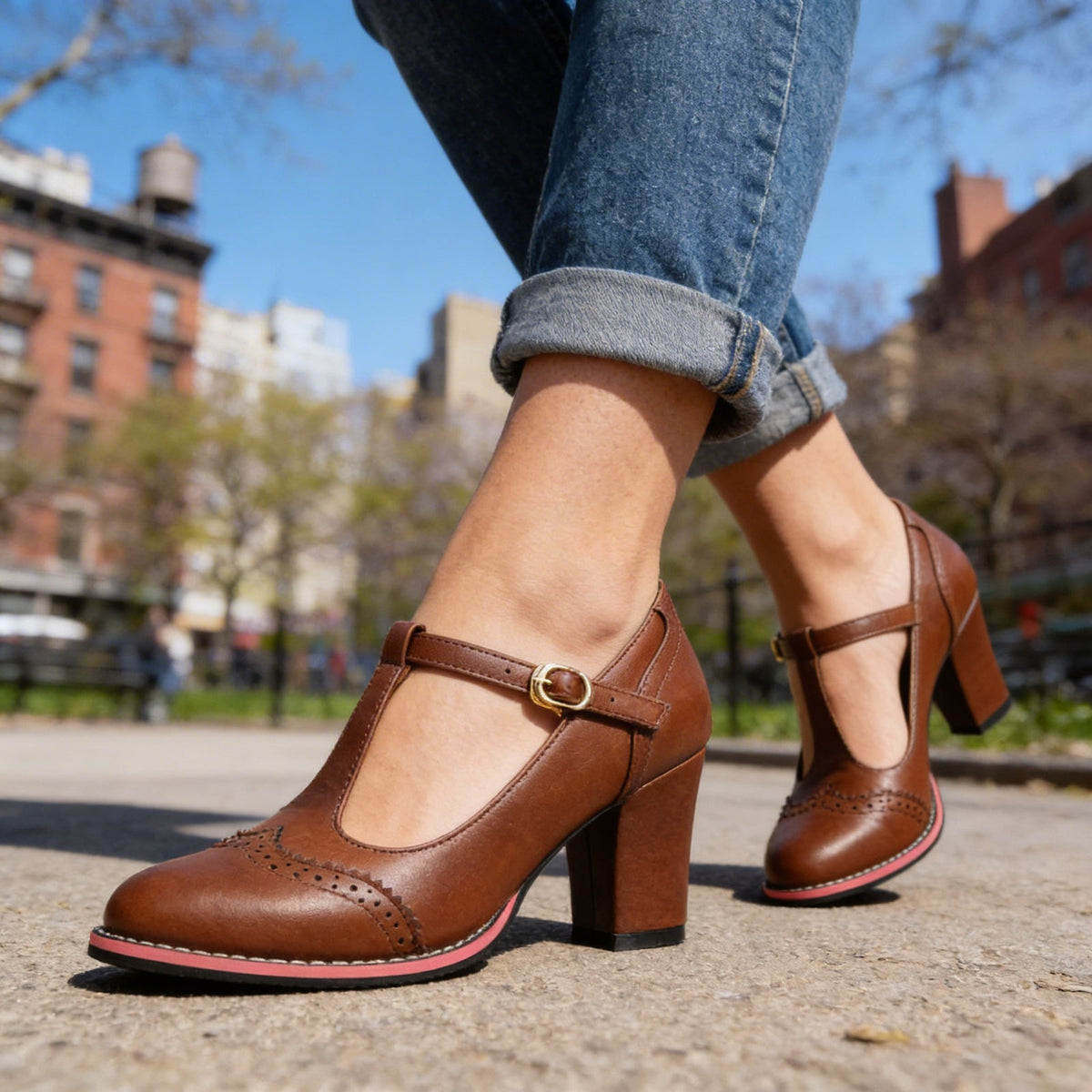 Verenza - Brogue Detail Block Heel Loafers Everyday Wear — view 2 of 8