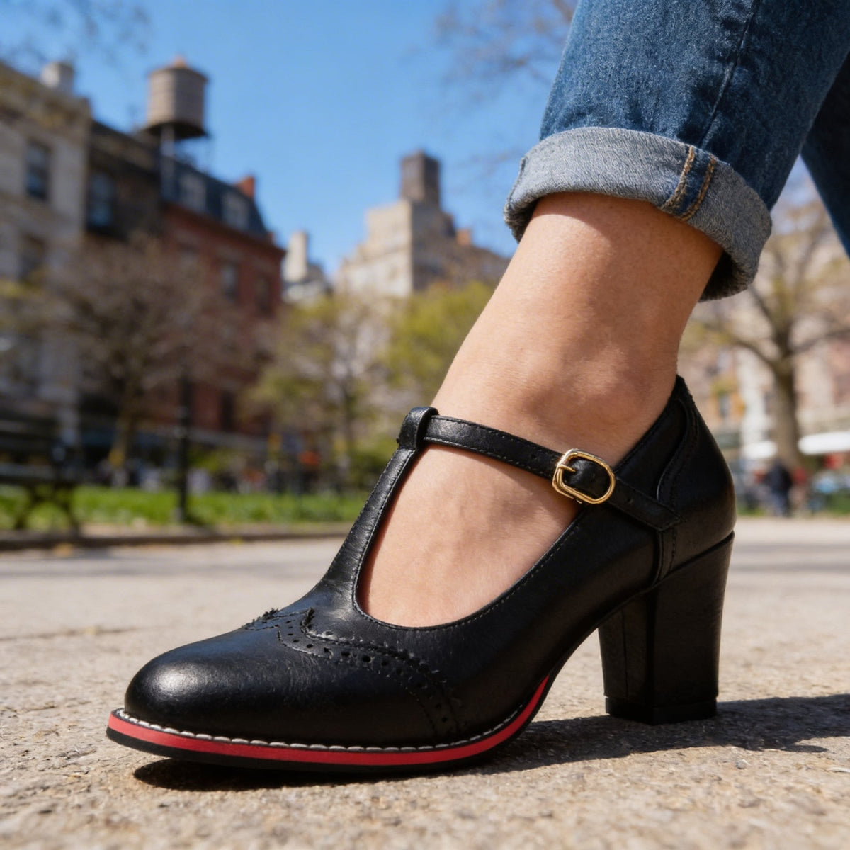 Verenza - Brogue Detail Block Heel Loafers Everyday Wear — view 5 of 8