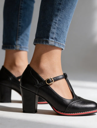 Verenza - Brogue Detail Block Heel Loafers Everyday Wear — view 7 of 8