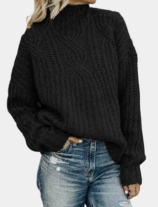 Verlena - Ribbed Knit Crew Neck Sweater Cold Weather Layering