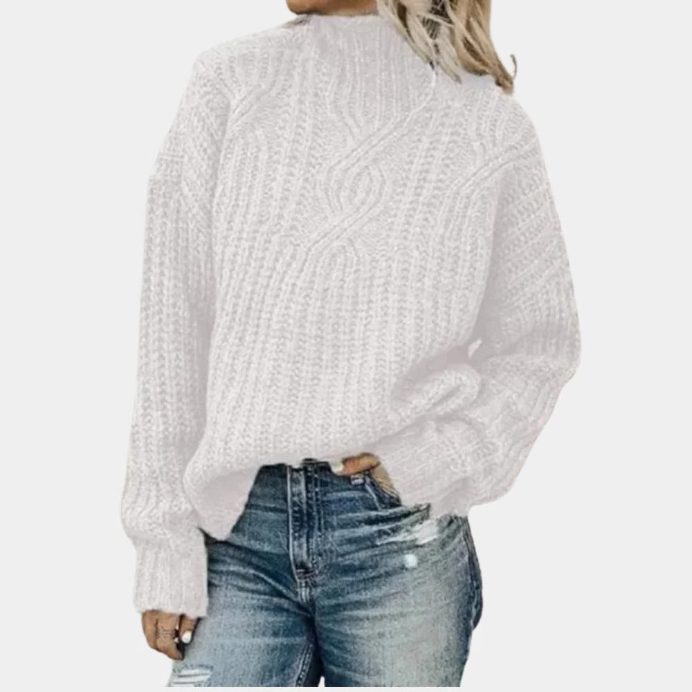 Verlena - Ribbed Knit Crew Neck Sweater Cold Weather Layering — view 3 of 4
