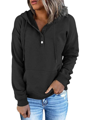 Verlune - Button Placket Pullover Hoodie Casual Layering — view 7 of 9