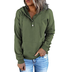 Verlune - Button Placket Pullover Hoodie Casual Layering — view 8 of 9