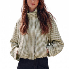 Vernetta - Cropped Plaid Zip Up Jacket Everyday Layering — view 7 of 8