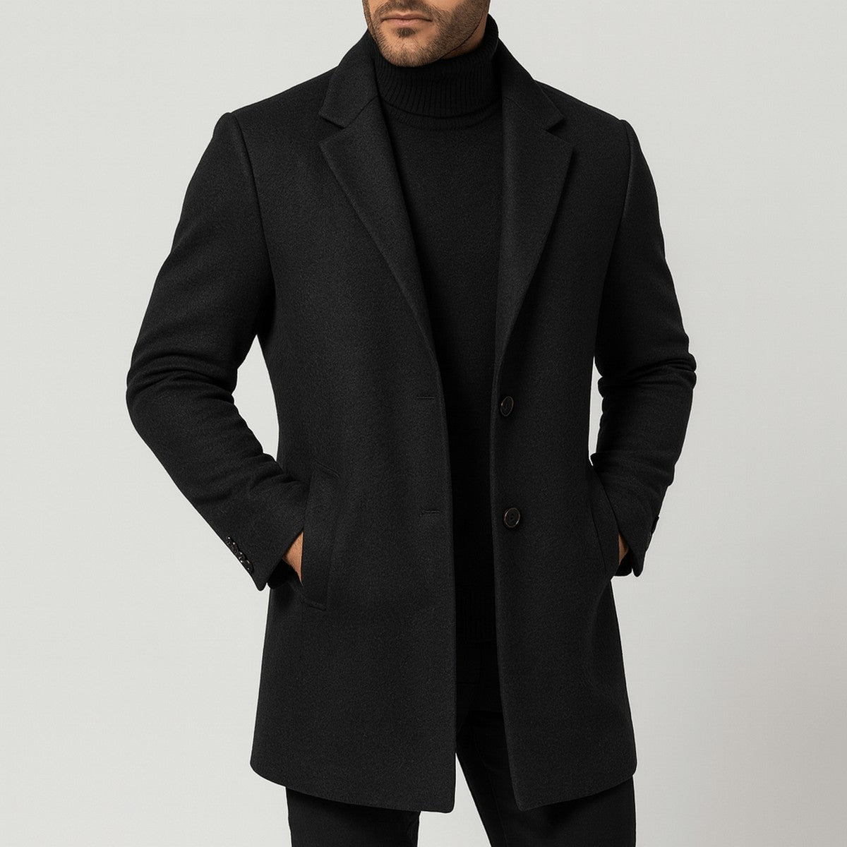 Vesloria - Wool Blend Mid Length Winter Overcoat