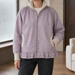 Volanta - Ruffle Trim Zip Jacket Everyday Layering