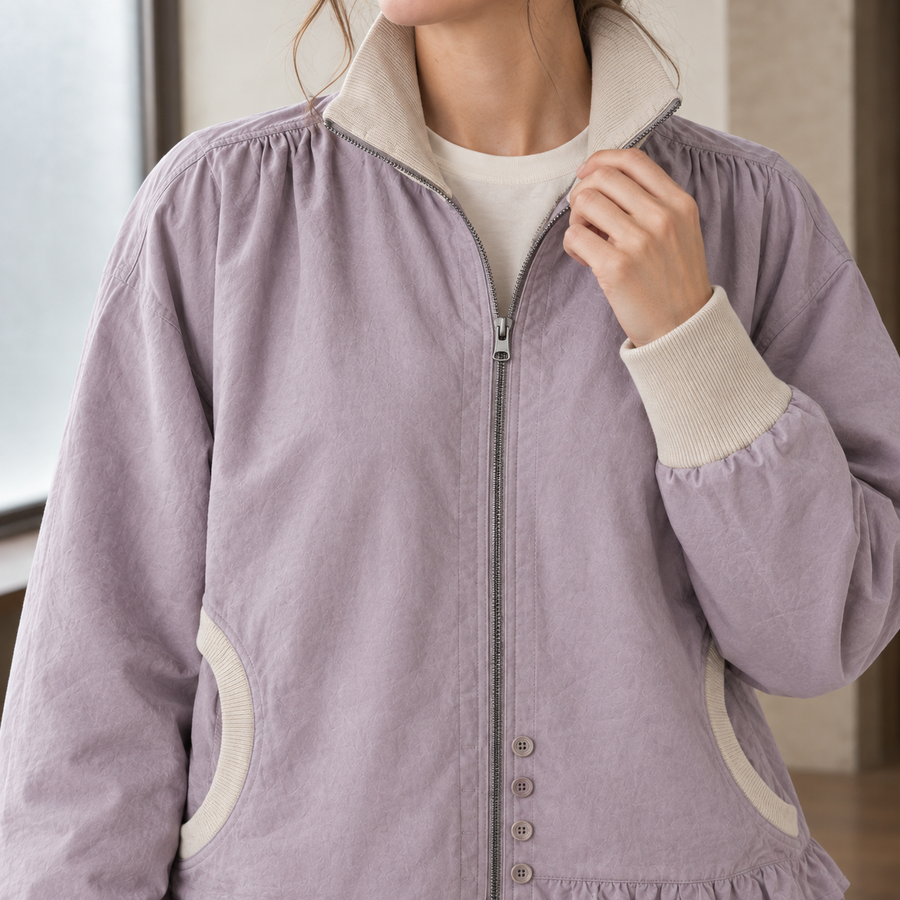 Volanta - Ruffle Trim Zip Jacket Everyday Layering — view 2 of 3