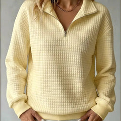 Waffelia - Waffle Knit Half Zip Pullover Everyday Wear — view 2 of 5