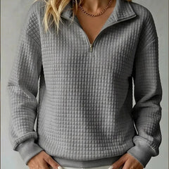 Waffelia - Waffle Knit Half Zip Pullover Everyday Wear — view 3 of 5