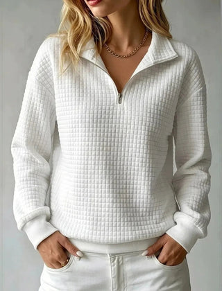 Waffelia - Waffle Knit Half Zip Pullover Everyday Wear — view 4 of 5