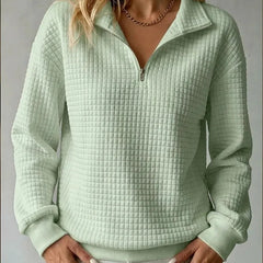 Waffelia - Waffle Knit Half Zip Pullover Everyday Wear — view 5 of 5
