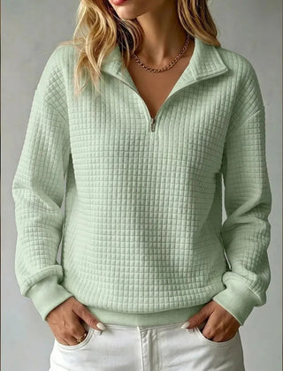 Waffelia - Waffle Knit Half Zip Pullover Everyday Wear — view 5 of 5