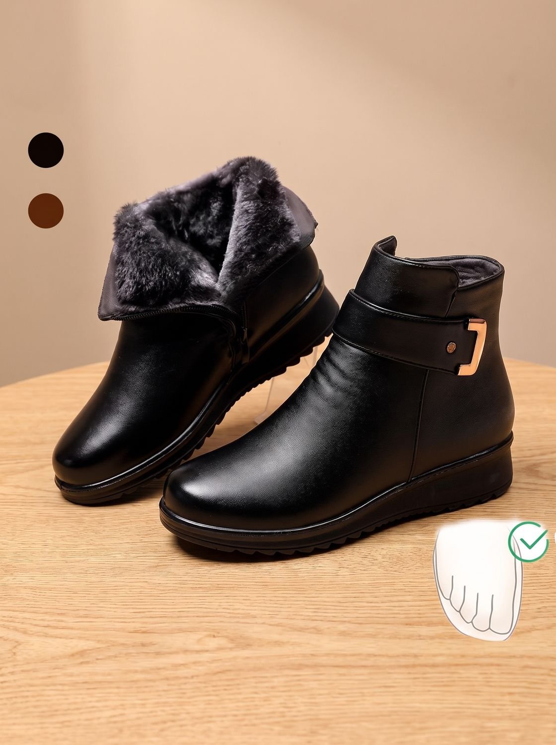 Wintera - Fur-Lined Wedge Ankle Boots Cold Weather Wear — view 3 of 5