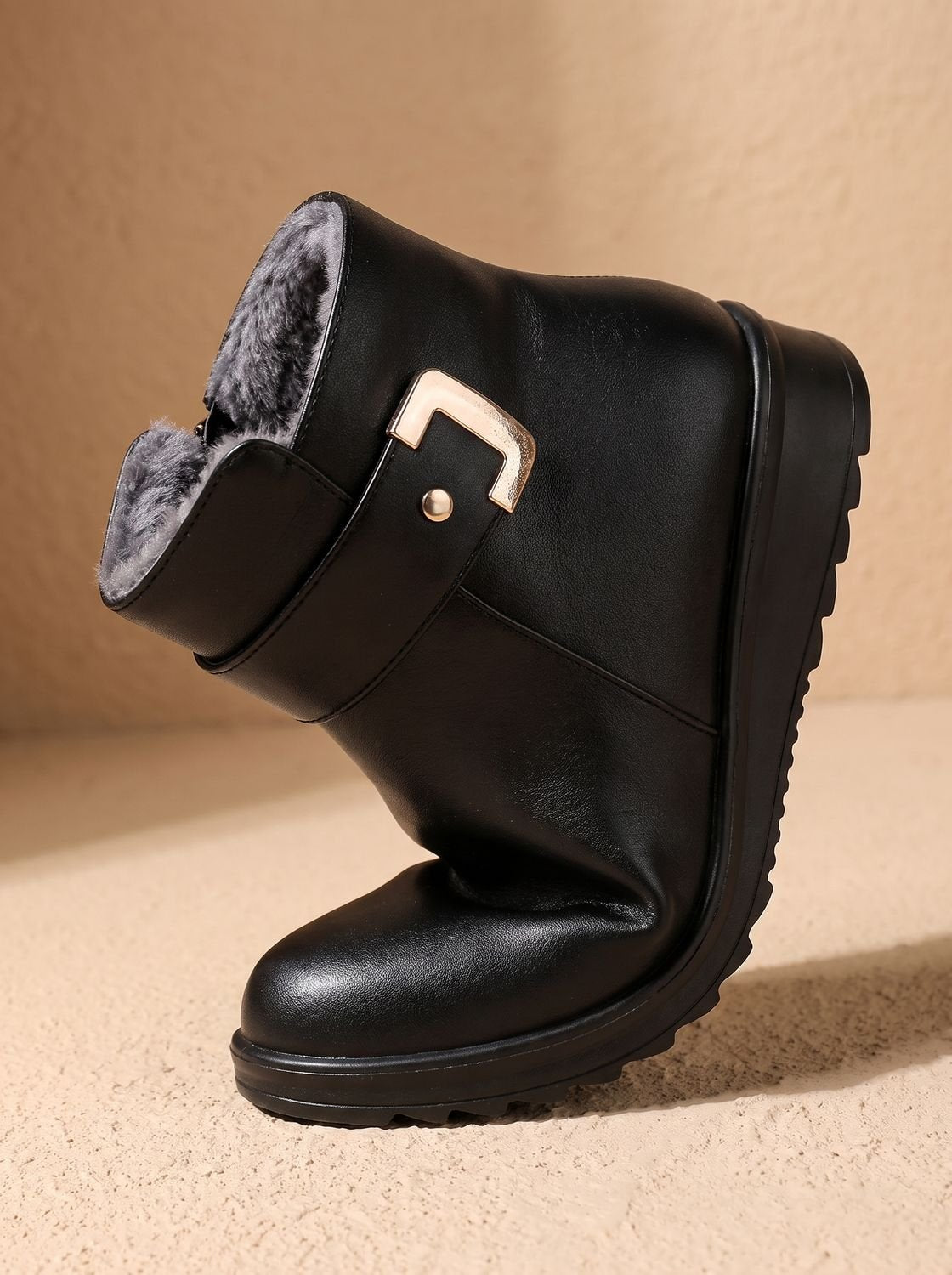 Wintera - Fur-Lined Wedge Ankle Boots Cold Weather Wear — view 5 of 5