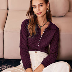 Pellina - Pearl Button Knit Top Autumn Winter Wear
