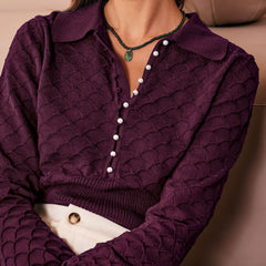 Pellina - Pearl Button Knit Top Autumn Winter Wear — view 4 of 7