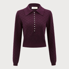 Pellina - Pearl Button Knit Top Autumn Winter Wear — view 6 of 7