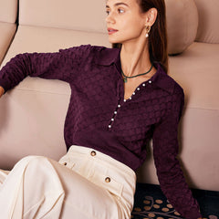 Pellina - Pearl Button Knit Top Autumn Winter Wear — view 3 of 7
