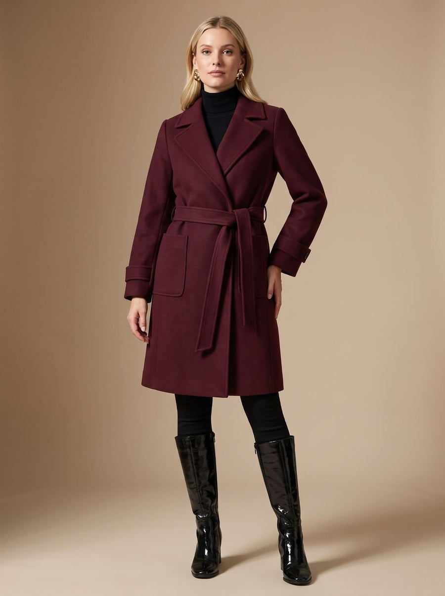 Corvellini - Long Belted Wrap Winter Coat — view 2 of 6