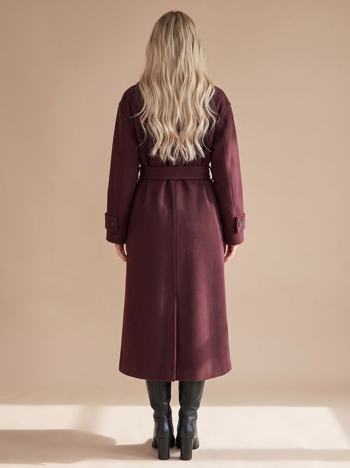 Corvellini - Long Belted Wrap Winter Coat — view 5 of 6