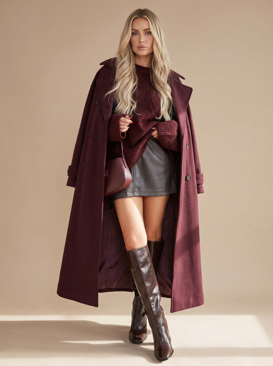 Corvellini - Long Belted Wrap Winter Coat
