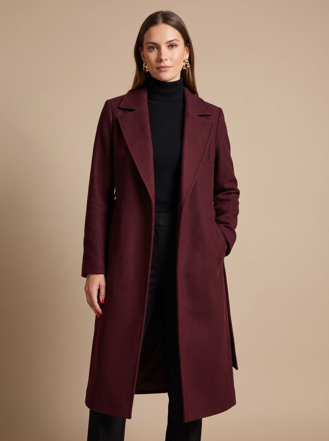 Corvellini - Long Belted Wrap Winter Coat — view 6 of 6