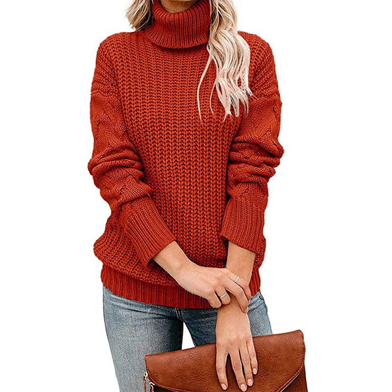 Wovella - Chunky Waffle Knit Turtleneck Sweater Autumn Winter Wear — view 2 of 9