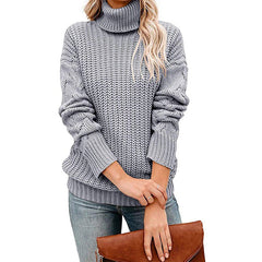 Wovella - Chunky Waffle Knit Turtleneck Sweater Autumn Winter Wear — view 7 of 9