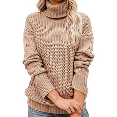Wovella - Chunky Waffle Knit Turtleneck Sweater Autumn Winter Wear — view 8 of 9