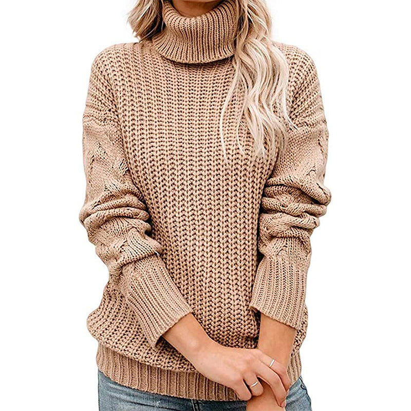 Wovella - Chunky Waffle Knit Turtleneck Sweater Autumn Winter Wear — view 8 of 9