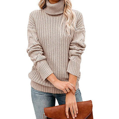Wovella - Chunky Waffle Knit Turtleneck Sweater Autumn Winter Wear — view 9 of 9