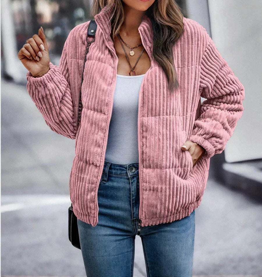 Corvella - Ribbed Full-Zip Puffer Jacket Cold Weather Layering