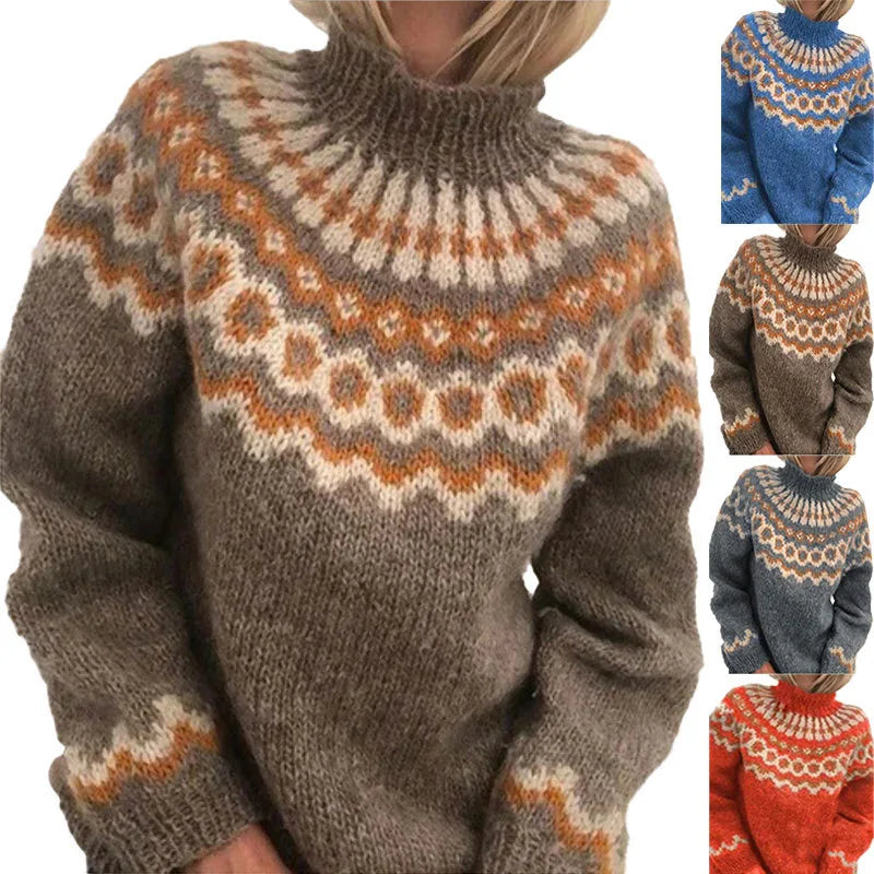 Wrenley - Striped Chunky Knit Pullover Sweater Cooler Seasons