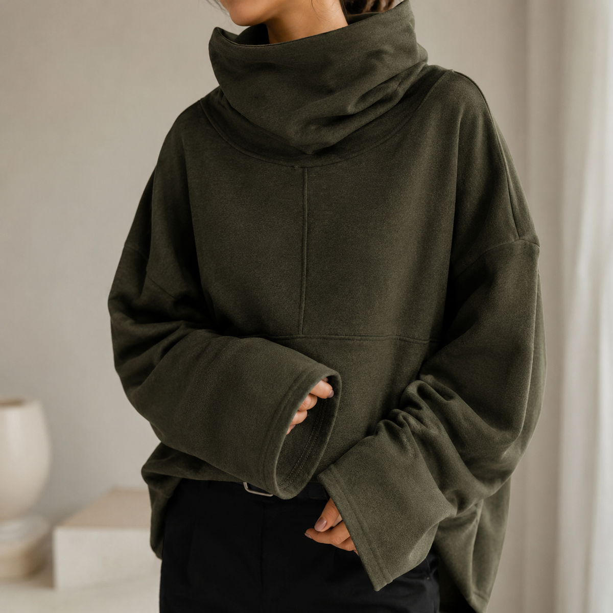 Wrenlow - Cowl Neck Fleece Pullover Cold Weather Layering — view 7 of 9